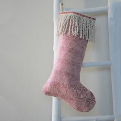 Cotton Christmas Stocking With Fringe