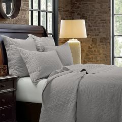 Cotton Diamond Print Grey Quilt and Shams Set