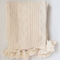 Cotton Knit Cable Throw Blanket