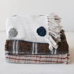 Cotton Slub Throw Blanket With Fringe