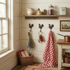Country Coop Rooster Wall Hook Set of 3