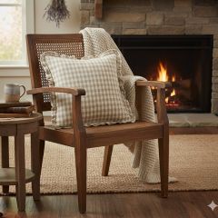 Country Cottage Tan Gingham Accent Pillow