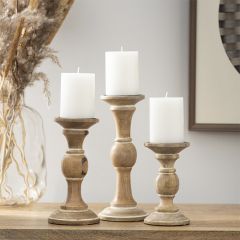 Country Cottage Wood Candleholder Set of 3