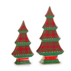 Countryside Christmas Plaid Trees Set of 2