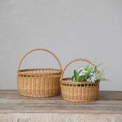 Countryside Market Handled Rattan Baskets Set of 2