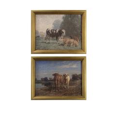 Cows Grazing Framed Prints Set of 2