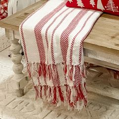 Cozy Candy Stripe Fringed Throw Blanket