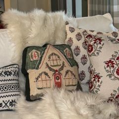 Cozy Christmas Cottage Accent Pillow