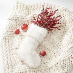 Cozy Christmas Faux Fur Cream Stocking
