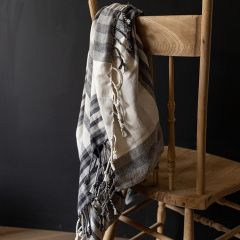 Cozy Cotton Black and White Plaid Throw