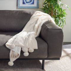 Cozy Farmhouse Pom Pom Throw Blanket Ivory