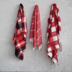 Cozy Festive Plaid Fringed Throw Blanket