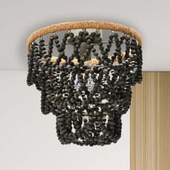Cozy Glamour Draped Wood Bead Chandelier
