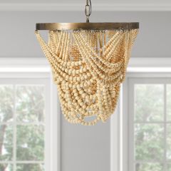 Cozy Glamour Wood Bead Draped Chandelier
