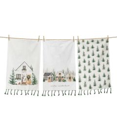 Cozy Winter Cottage Tea Towels Set of 3