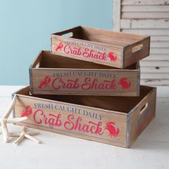 Crab Shack Crate With Handles Set of 3
