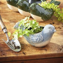 Crackle Glaze Bird Planter