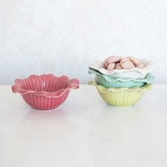Crackle Glaze Flower Bowl Set of 4