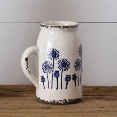 Crackled Glaze Dandelion Pottery With Handle