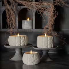 Cream Jack O Lantern Flameless Candle Set of 3