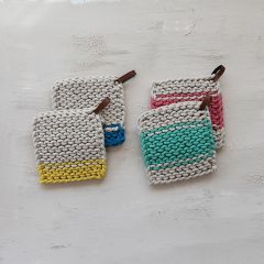 Crocheted Stripe Pot Holder Set of 4