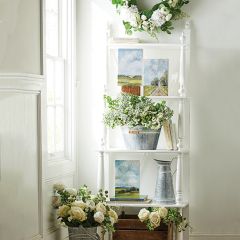 Cross Back 5 Tier Standing Wood Shelf