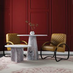 Cross Stitched Leather Lounge Chair