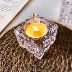 Crystal Glass Cube Votive Holder