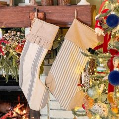 Cuffed Ticking Stripe Patch Stocking