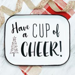 Cup of Cheer Enamelware Serving Tray