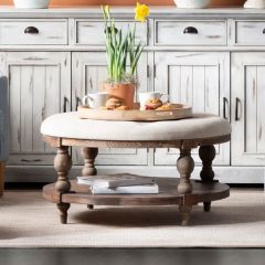 Cushion Topped Round Ottoman