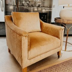 Cushioned Camel Arm Chair With Casters