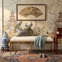 Cushioned Metal Bamboo Bench