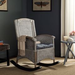 Cushioned Rattan Farmhouse Rocking Chair