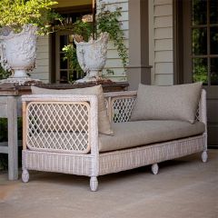 Cushioned Rattan Settee