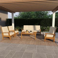 Cushioned Teakwood 5 Piece Patio Set