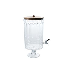 Cut Glass and Acacia Wood Kitchen Collection Beverage Dispenser