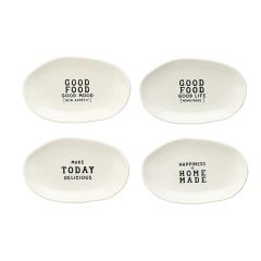 Cute Sayings Stoneware Appetizer Plate Set of 4
