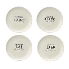 Cute Sayings Stoneware Dessert Plate Set of 4