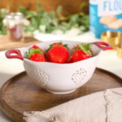Cutout Strawberries Ceramic Berry Bowl