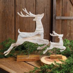 Cutout Wood Reindeer On Base Set of 2