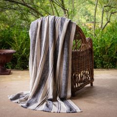 Cyan Striped Throw Blanket