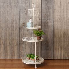 Round Shelf With Metal Basket Top