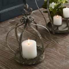 Metal Crown With Glass Votive Candle Holder 12 In