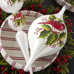 Glass Teardrop Cardinal Ornament