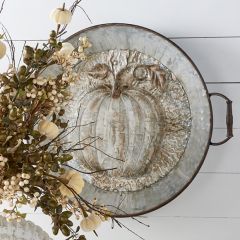 Rustic Galvanized Tin Pumpkin Tray Wall Art