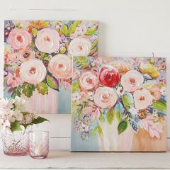 Fir Wood Floral Wall Art Set of 2