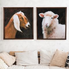 Framed Farm Animal Wall Decor Set of 2