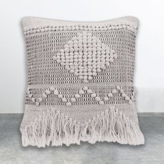 Textured Cotton Fringe Throw Pillow