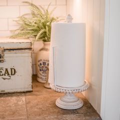 Beaded Wood Pedestal Paper Towel Holder